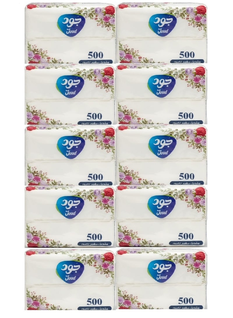 جود عبوة من 10 مناديل ورقية ناعمة 500 منديل منقوش - Image 1